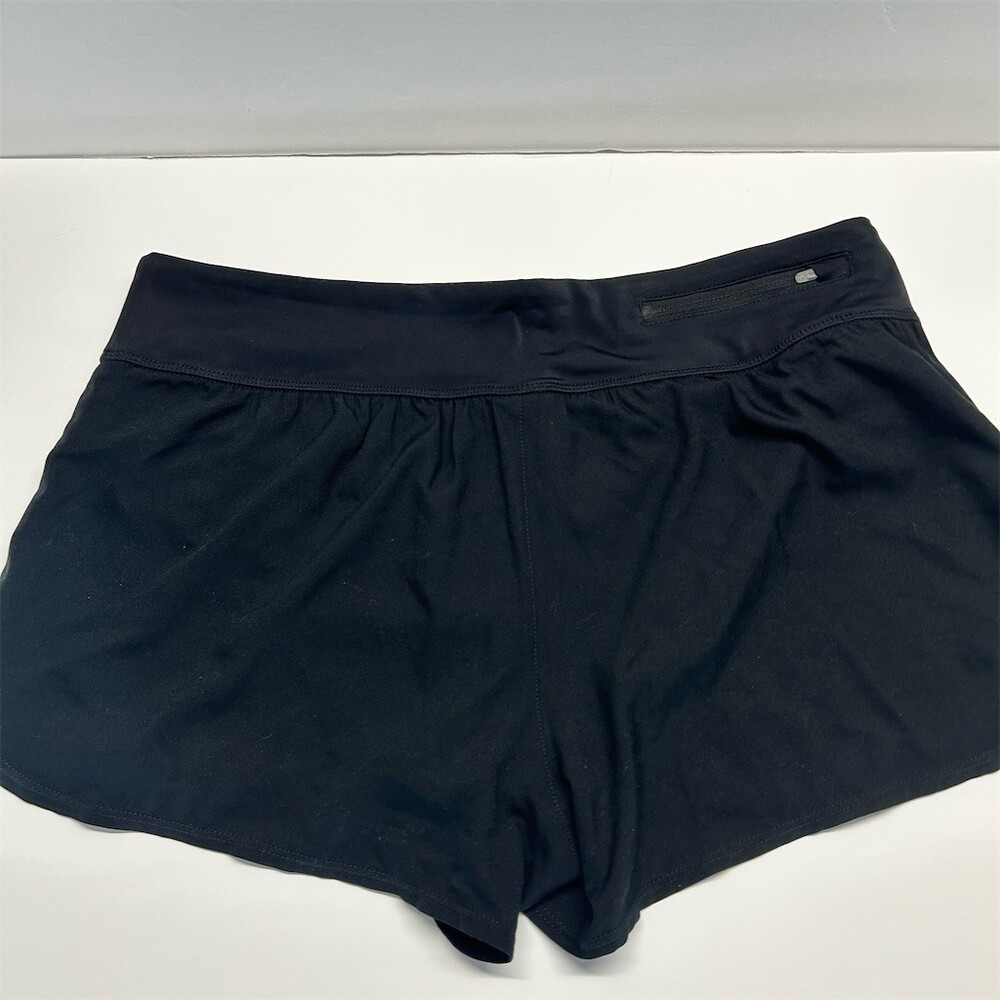 Nike Swim Skirt Skort Womens Size L Black Solid Zip Pocket Built-In Briefs - Picture 3 of 7